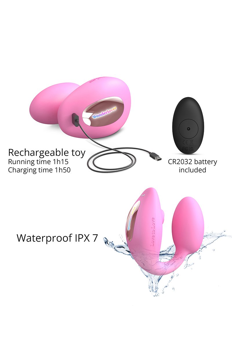Double stimulateur Wonderlover rose - Love to Love – Image 3