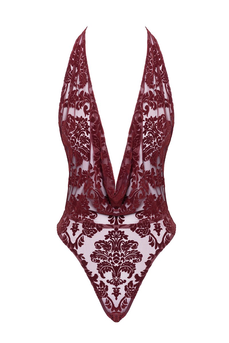 Body en tulle floqué Kink Royal F386 - Noir Handmade – Image 3